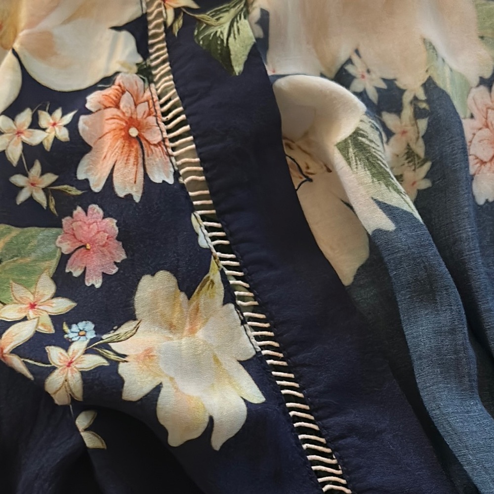 Anthropologie Farm Floral Blue and White Bell Sleeve Wrap Dress - Picture 4 of 8